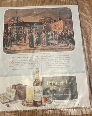 Philadelphia Whisky First American Law School  Print Ad Full Page Heritage Scene