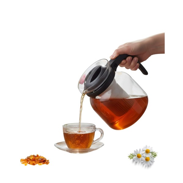 Teekanne Glaskanne 1200 Ml Mit Teesieb, Deckel Und Griff Eleganter Teegenuss-image