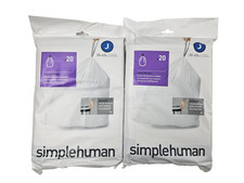  LOT OF 2 SimpleHuman Custom Fit Liners Code J 30-45L 8-12 Gal US 40 Trash Bags