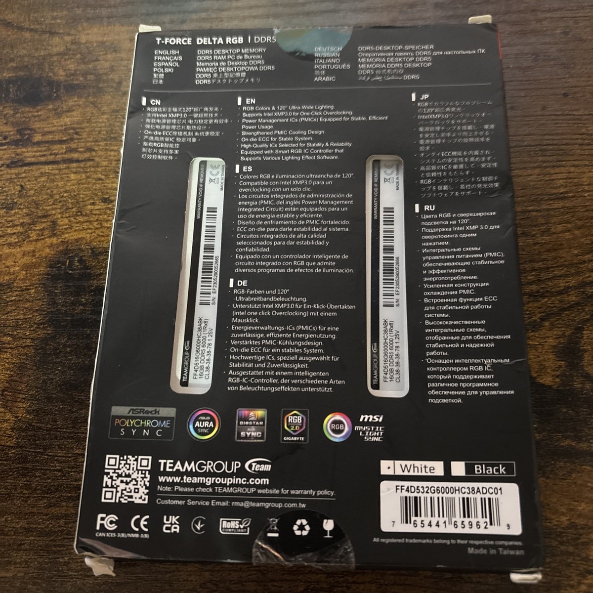 TEAMGROUP T-Force Delta RGB DDR5 Ram 32GB (2x16GB) 6000MHz-White