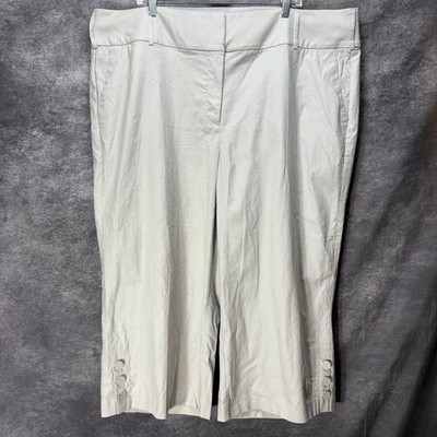 Lane Bryant The Laney Wide Leg Crop Pants Womens Plus Size 22 Light Gray Career