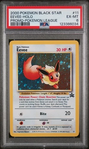 PSA 6 EX-MT Eevee Black Star Promo SWIRL Holo Rare Pokemon Card 11