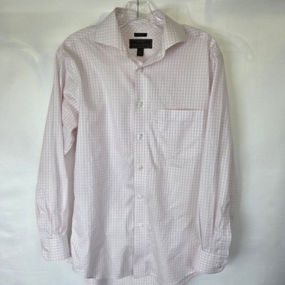 J.S. Bank Reserve No Wrinkle Slim Fit Pink Check Dress Shirt 15.5 32 Egyp.Cotn.