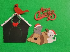 Christmas Animal Friends Dog  Cats Combo Cardstock die cuts scrapbook cards