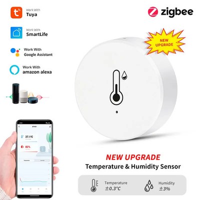 Tuya ZigBee Real Time Temperature And Humidity Sensor Work With Alexa Google