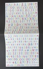 Creative Memories ABC 123 Sticker Neon Pink Green Blue Alphabet Funky Font 2 Set