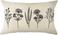 Summer Wildflowers Throw Pillow Cover, 12 X 20 Inch Seasonal Summer Flower Farmh
