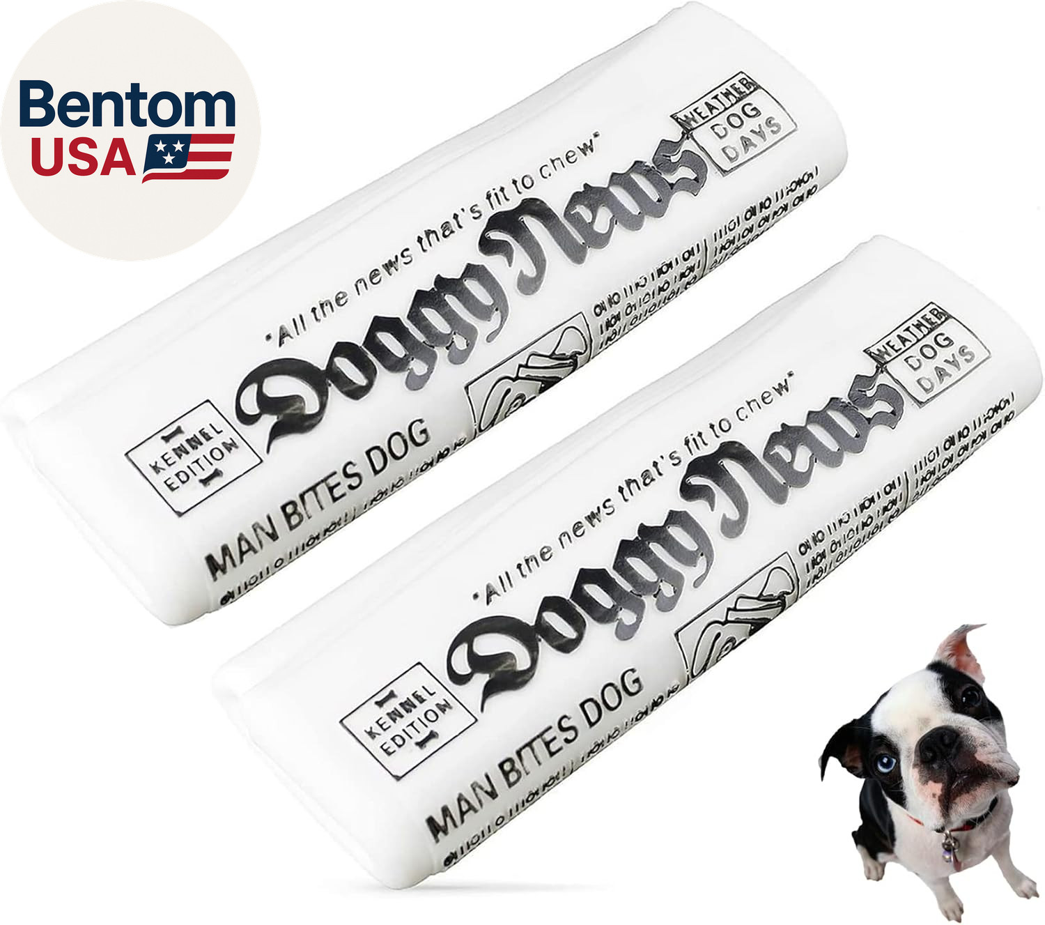 2PCS Funny Dog Chew Toys, Newspaper Dog Toy, 6.2 X 2.1-In (16 X 6.5 Cm), Durable