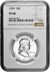 1959 50C Proof Silver Franklin Half Dollar NGC Graded PF 68 in New Holder
