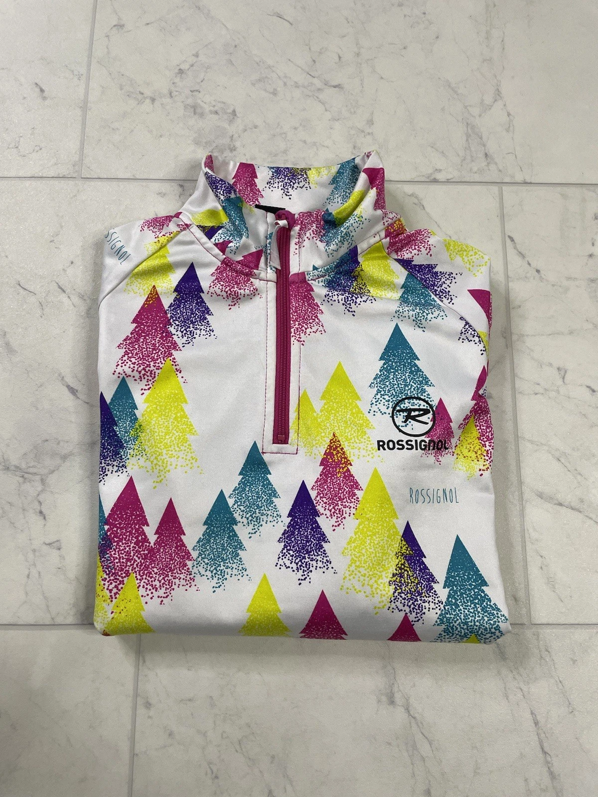 Rossignol Womens White Multicolor White Pine Tree Base Layer Size 14 EUC