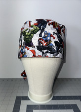 Marvel Comics Print Scrub Cap Elastic  Tie Back, Cotton Fabric Handmade