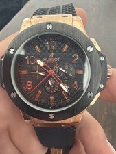 Hublot Big Bang Style Men’s Watch Black & Rose Gold Rubber Strap Quartz