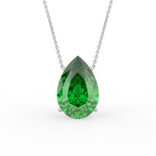 3.55g 18K Yellow Gold Lab Grown Diamond Pear Shaped Emerald Pendant