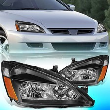 For 2003-2007 Honda Accord 2dr 4dr Jdm Black Housing Amber Corner Headlights