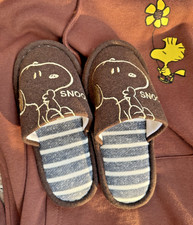 Peanuts Snoopy House Slippers Blue S/M US 6-7 Cozy Indoor Shoes Japan