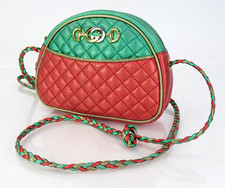 Borsa a tracolla originale Gucci Trapuntata rosso verde metallizzato in pelle...