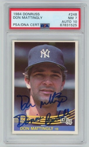 DON MATTINGLY  "Donnie Baseball" Signed 1984 Donruss ROOKIE Card 248 PSA Auto 10