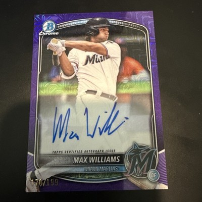 2025 Bowman Draft Mega Box Max Williams Mojo Refractor Auto Purple /199 Marlins