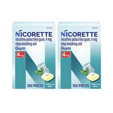 Nicorette Nicotine Gum Stop Smoking Aid, 4 mg, White Ice Mint Flavor - 100 Co...