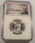 1958 NGC MS66 WASHINGTON QUARTER WHITE SILVER 25c MS 66