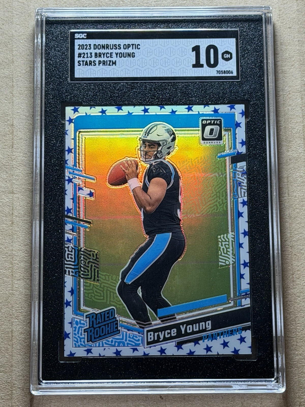BRYCE YOUNG 2023 Panini Donruss Optic Stars Prizm Rookie #213 SGC 10