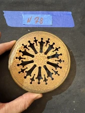 (N78) Antique French Mantel Clock Pierced Brass Back Door 4.5"