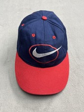 Vintage Nike Hat Cap Snap Back Youth One Size Blue Red Embroidered Swoosh 90s