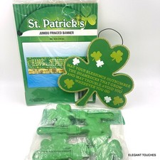 St. Patrick's Day Shamrock Party Clappers Green Hanging Banner Irish Sign LOT 4