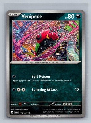 Venipede Normal Common SV06: Twilight Masquerade TWM Darkness 115/167 Pokemon Ca