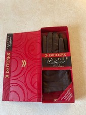 Isotoner Cashmere Lined Leather Gloves Women's/Unisex Size 7 Brown NEW