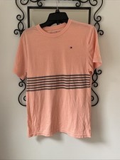 Tommy Hilfiger Large 16/18 Youth Peach And Gray Striped Shirt