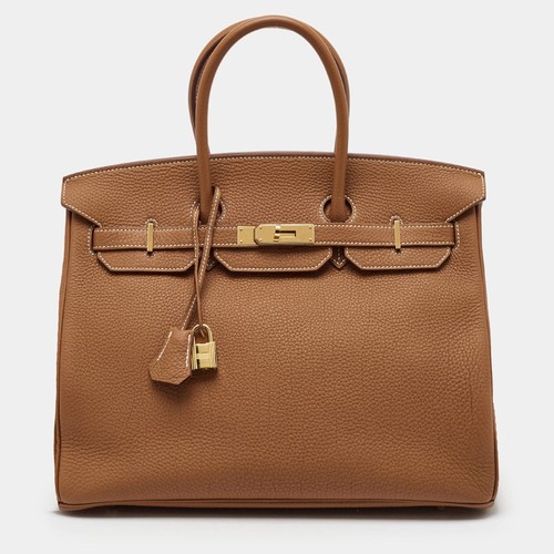 Hermes Birkin 35 Gold Finish Gold Togo Leather Tote