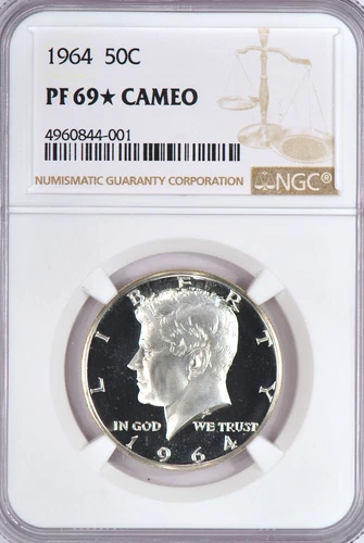 1964 Kennedy Half Dollar Proof NGC PF 69 STAR CAMEO PR 69* CAM See Description