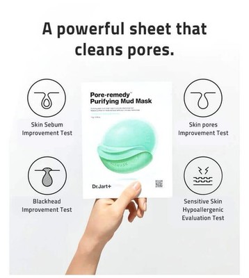 Dr.Jart+ Pore-remedy Purifying Mud Mask Green Sensitive Skin Pores Blackheads 3p