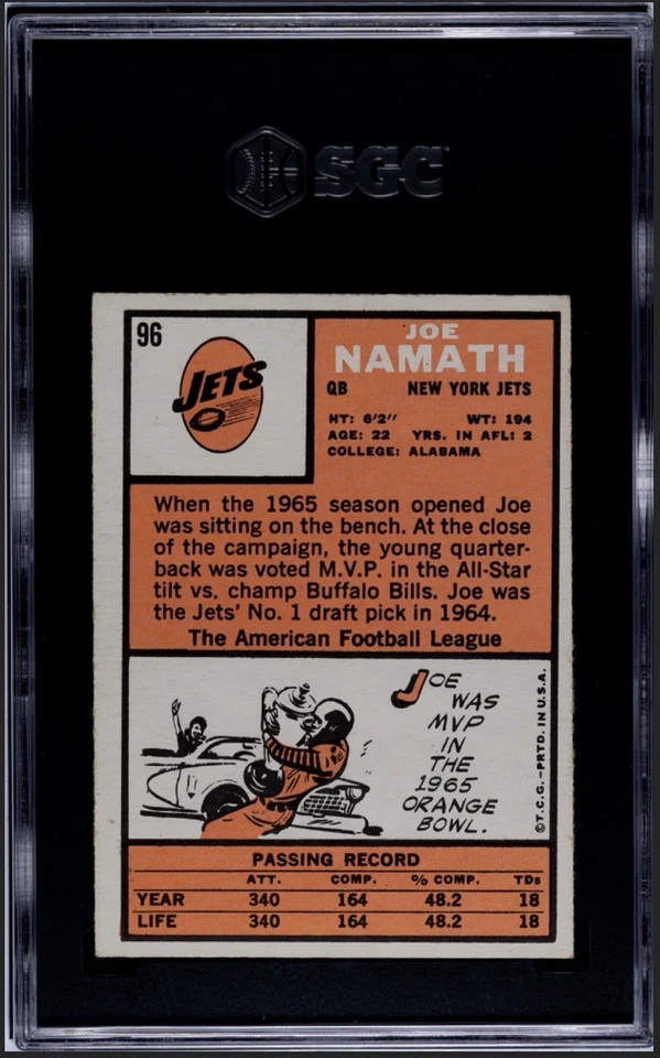 1966 Topps Joe Namath #96 SGC 5 - Image 2 of 2