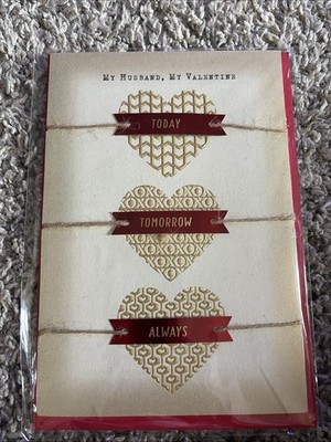 Hallmark Valentine's Day Card for Husband (Three Gold Hearts) (0699VFE7622)