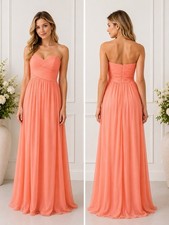 Azazie Coral Peach Strapless Floor Length Bridesmaid Formal Dress Size 12-14