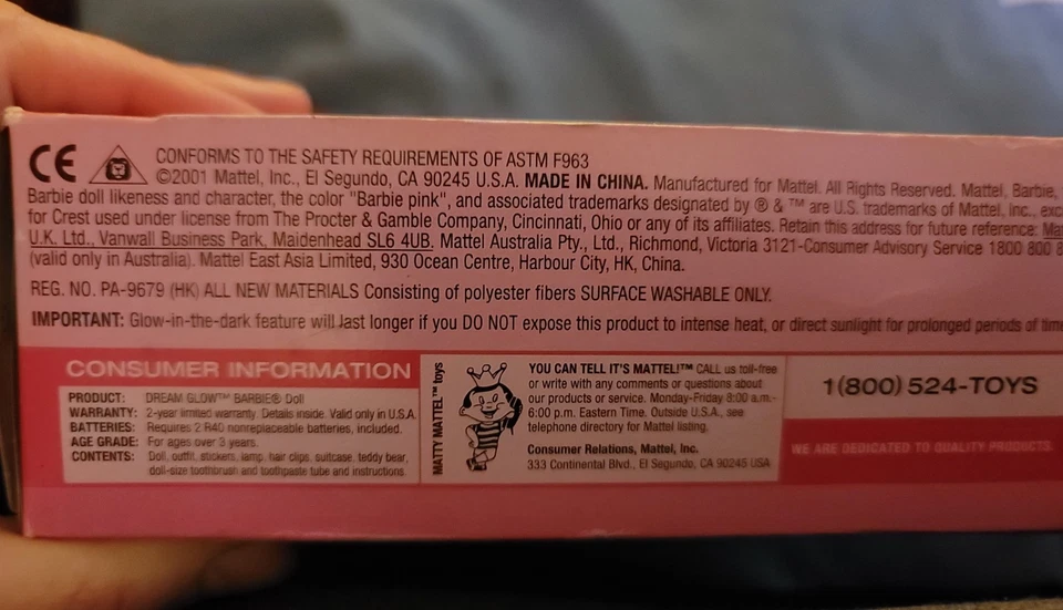 Pinzas para el cabello vintage Barbie Dream Glow Doll Brillan en la oscuridad NUEVO 2001 cuerpo suave Foto 4 de 4