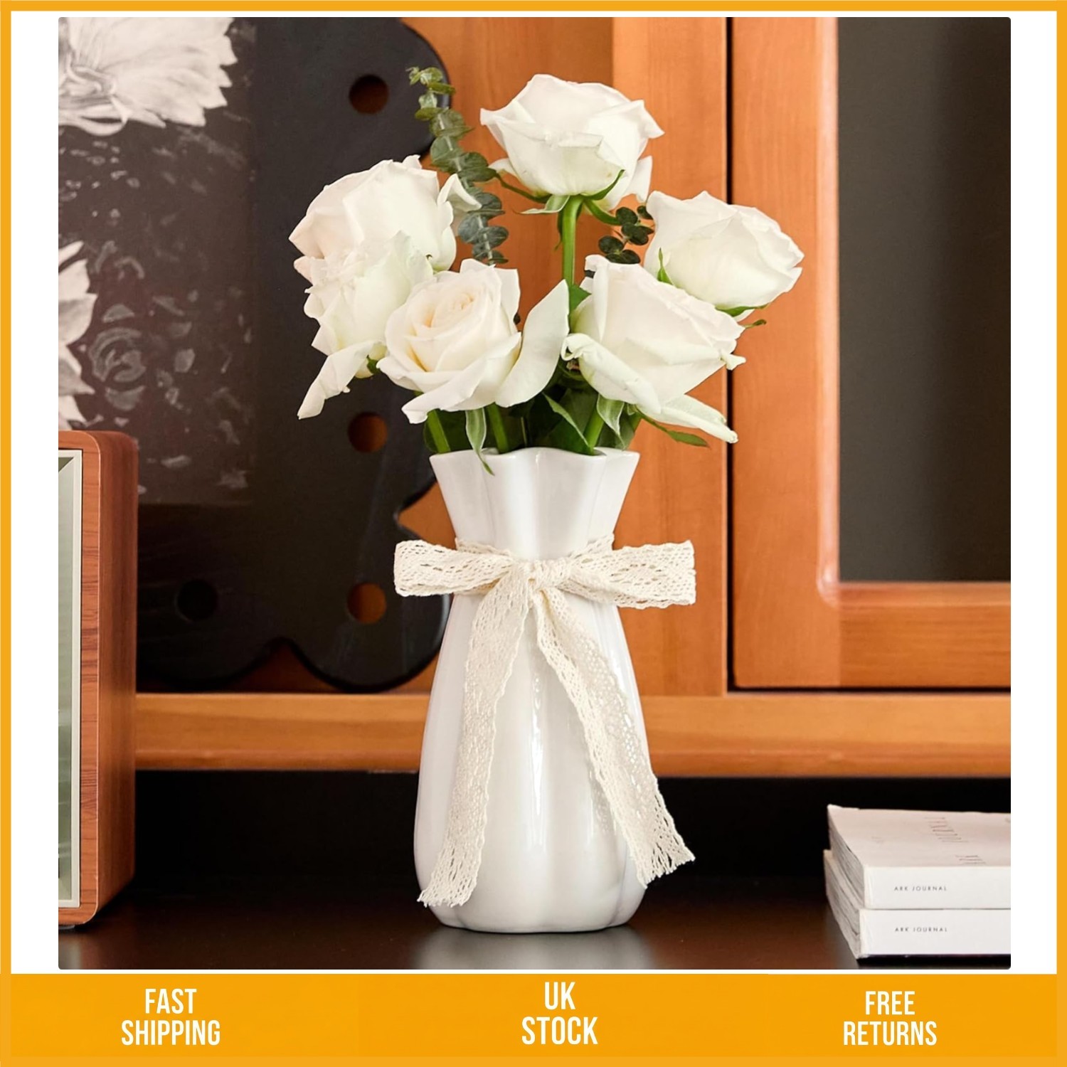 Modern Minimalism Ceramic Flower Vase Textured Boho Home Decor Centerpiece 20cm