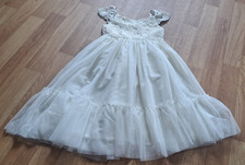 H&M Mädchen Kleid Weiß Spitze & Tüll A-Lin...