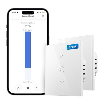 Meross WLAN Rollladenschalter Unterputz 80x80mm 1% Positionssteuerung 2er