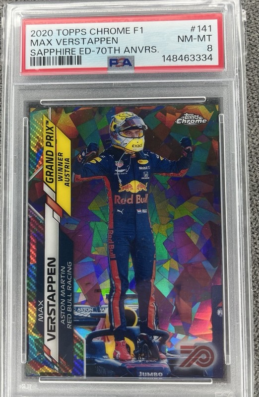 2020 Topps Chrome max Verstappen 70th PSA8 Sapphire F1