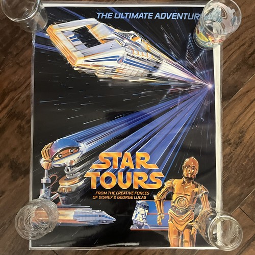 Star Tours Wars Lucasfilm 1986 4 poster Bespin Dagobah Yavin 18x24 pollici C-3PO - Foto 11 di 18