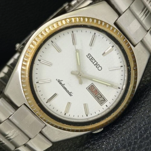 GENUINE VINTAGE SEIKO AUTOMATIC JAPAN 7009A MENS WHITE DIAL WATCH a702467-1