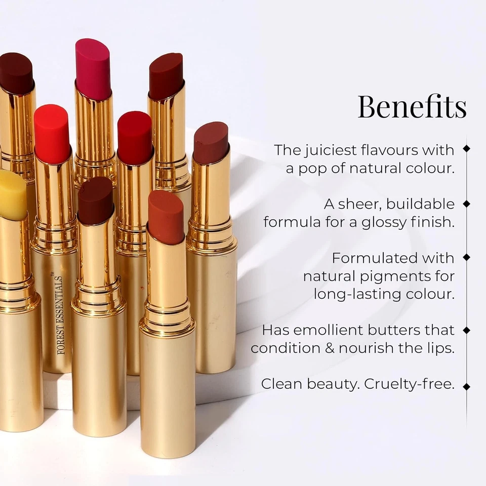 Suero labial tintado Forest Essentials Madhu Rasa Gulaab Jal hidratante natural Foto 2 de 4