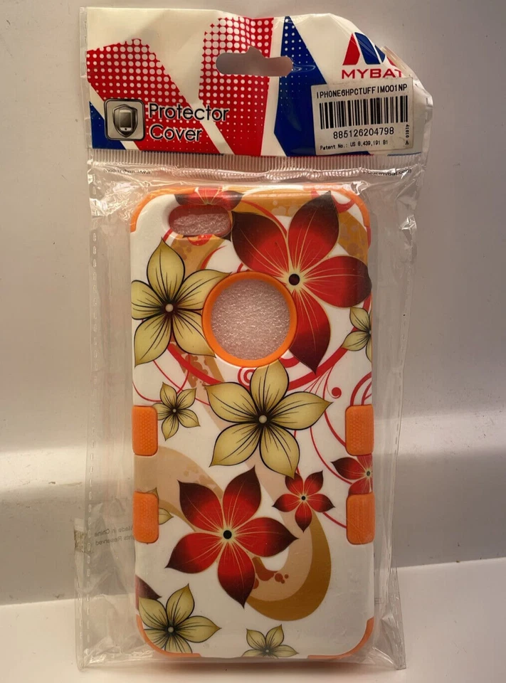 Гибридный телефон Mybat Asmyna Tuff для iPhone 6/6S — цветок гибискуса романтический/оранжевый - Изображение 2 из 4