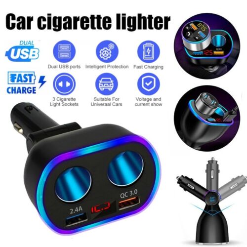 Dual USB Car Cigarette Lighter Socket Splitter Charger Power Adapter Outlet - Picture 1 of 10