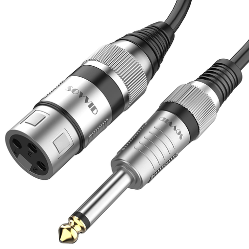 Cavo microfono sbilanciato jack mono TS da 3 piedi XLR femmina a 1/4 pollice 6,35 mm - Foto 9 di 12