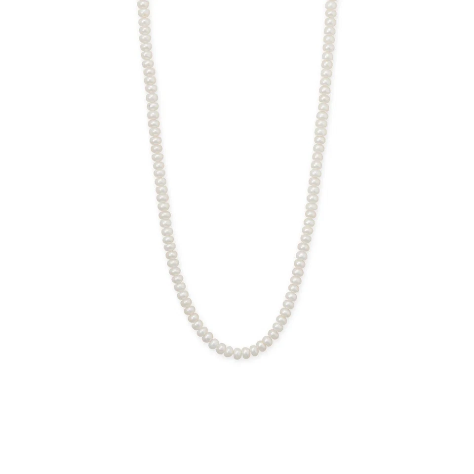 Collar 6MM Cultivado Agua Dulce Blanco Botón Perla 14/20 Lleno de Oro 16.75" Foto 3 de 4