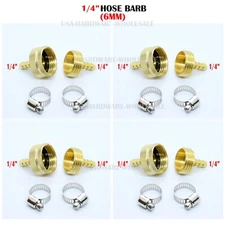 4 PACK 1/4"Garden Brass Hose Mender End Repair Kit Hose Connector Male Female